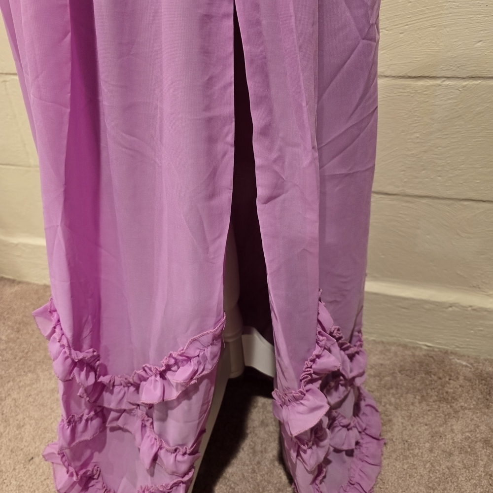 Bridal Shower Wedding Dress Aline V-neck Maxi Corset Ruffle Straps Size 8 Mauve - Picture 5 of 16